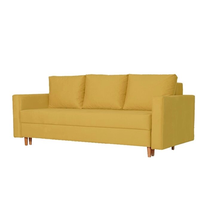 Прямой диван "Ванкувер", механизм еврокнижка, велюр, цвет горчичный от компании Интернет-гипермаркет «MALL24» - фото 1