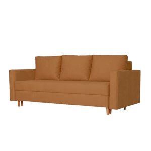 Прямой диван "Ванкувер", механизм еврокнижка, велюр, цвет оранжевый
