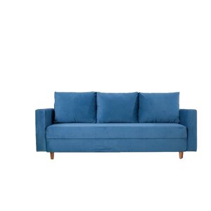 Прямой диван "Ванкувер", механизм еврокнижка, велюр, цвет синий