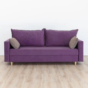 Прямой диван "Венеция", механизм еврокнижка, велюр, цвет фиолетовый