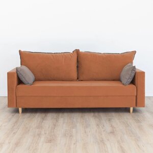 Прямой диван "Венеция", механизм еврокнижка, велюр, цвет оранжевый