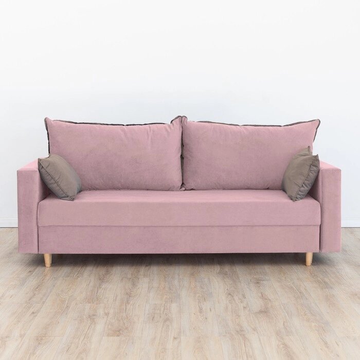 Прямой диван "Венеция", механизм еврокнижка, велюр, цвет розовый от компании Интернет-гипермаркет «MALL24» - фото 1