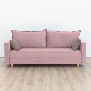 Прямой диван "Венеция", механизм еврокнижка, велюр, цвет розовый