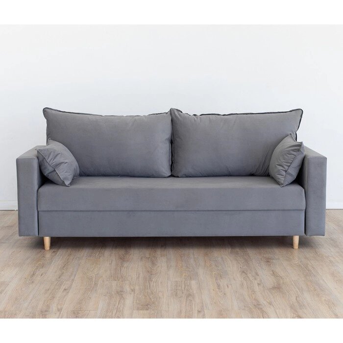 Прямой диван "Венеция", механизм еврокнижка, велюр, цвет серый от компании Интернет-гипермаркет «MALL24» - фото 1