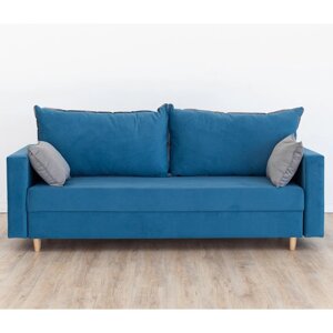 Прямой диван "Венеция", механизм еврокнижка, велюр, цвет синий