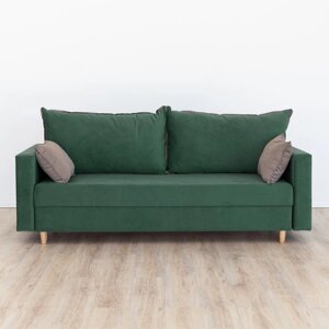 Прямой диван "Венеция", механизм еврокнижка, велюр, цвет зелёный