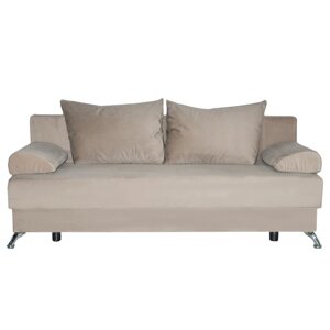 Прямой диван "Юность 11", механизм еврокнижка, пружинный блок, велюр, цвет бежевый