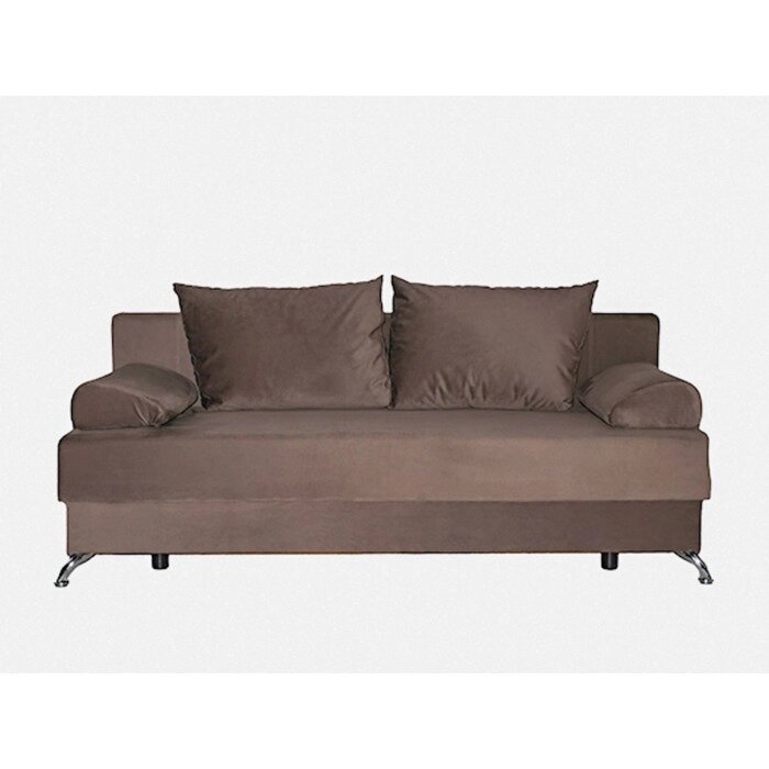 Прямой диван "Юность 11", механизм еврокнижка, пружинный блок, велюр, цвет коричневый от компании Интернет-гипермаркет «MALL24» - фото 1