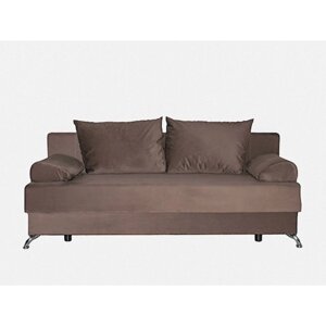 Прямой диван "Юность 11", механизм еврокнижка, пружинный блок, велюр, цвет коричневый