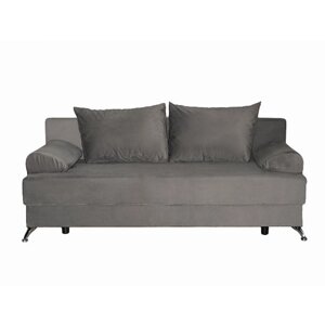 Прямой диван "Юность 11", механизм еврокнижка, пружинный блок, велюр, цвет серый