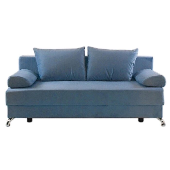 Прямой диван "Юность 11", механизм еврокнижка, пружинный блок, велюр, цвет синий от компании Интернет-гипермаркет «MALL24» - фото 1