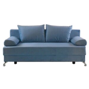 Прямой диван "Юность 11", механизм еврокнижка, пружинный блок, велюр, цвет синий