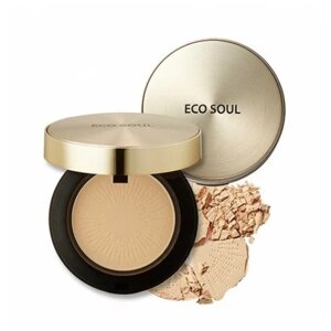 Пудра компактная золотая 21 тон Eco Soul Luxury Gold Pact 21 Light Beige, 9 гр