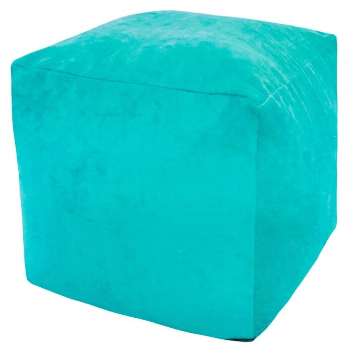 Пуфик "Куб", микровельвет, цвет бирюзовый от компании Интернет-гипермаркет «MALL24» - фото 1