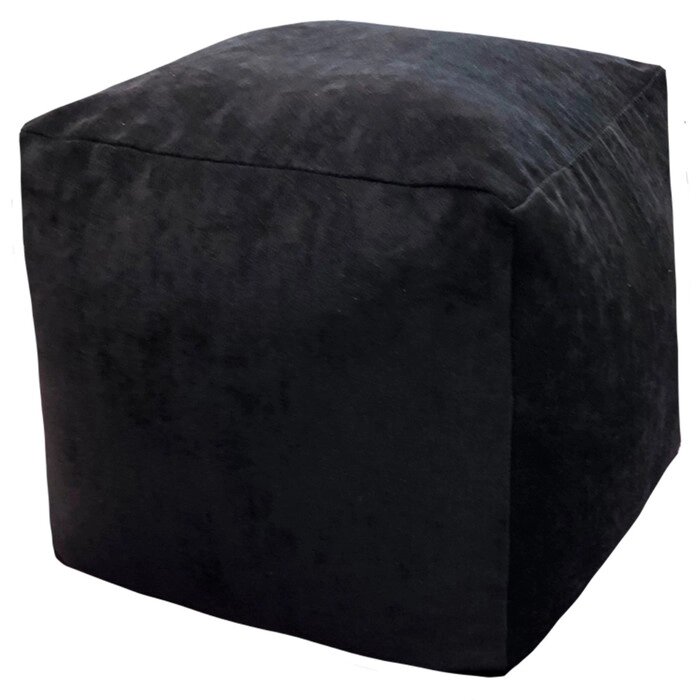 Пуфик "Куб", микровельвет, цвет чёрный от компании Интернет-гипермаркет «MALL24» - фото 1