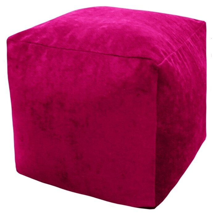 Пуфик "Куб", микровельвет, цвет малиновый от компании Интернет-гипермаркет «MALL24» - фото 1