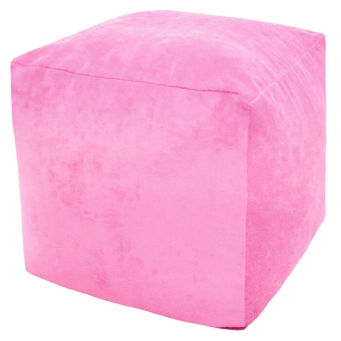 Пуфик "Куб", микровельвет, цвет розовый от компании Интернет-гипермаркет «MALL24» - фото 1