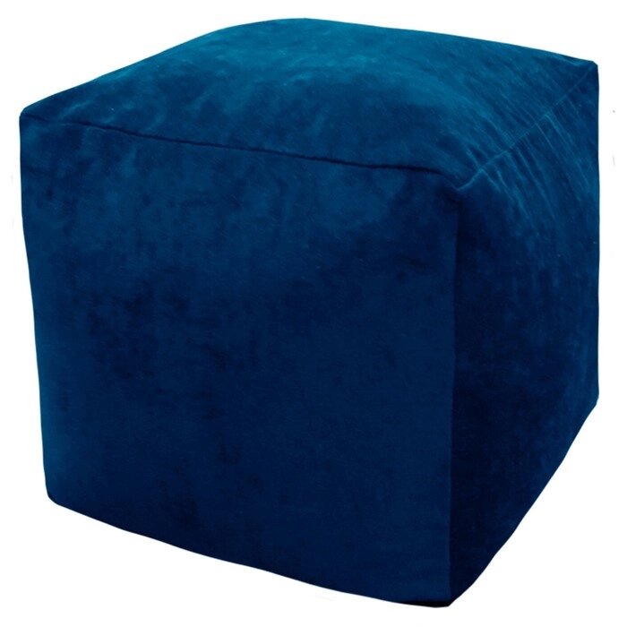 Пуфик "Куб", микровельвет, цвет синий от компании Интернет-гипермаркет «MALL24» - фото 1