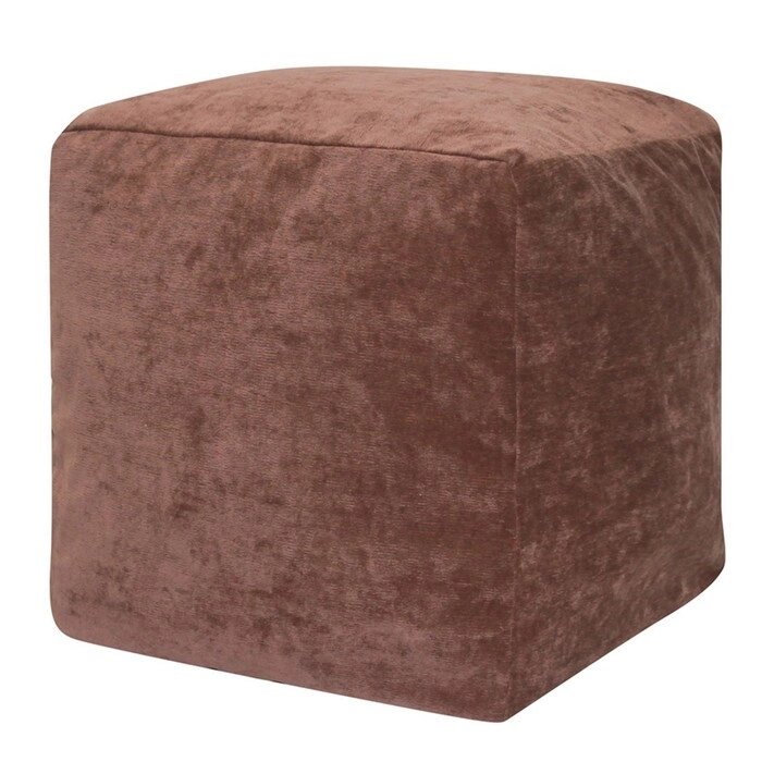 Пуфик "Куб", микровельвет, коричневый от компании Интернет-гипермаркет «MALL24» - фото 1