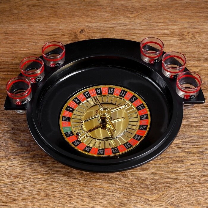 Пьяная игра "Алко-Вегас", рулетка черная d=30 см, 6 стопок, микс от компании Интернет-гипермаркет «MALL24» - фото 1