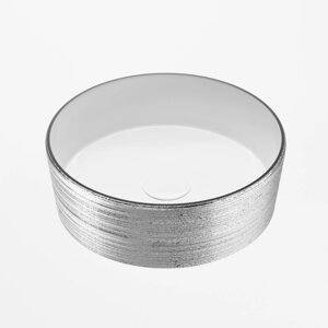 Раковина GROSSMAN GR-5020SW, круглая, d= 355 мм, серебро/белый