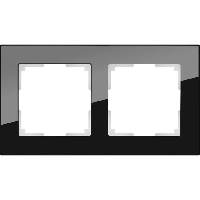 Рамка на 2 поста  WL01-Frame-02, цвет черный, материал стекло от компании Интернет-гипермаркет «MALL24» - фото 1