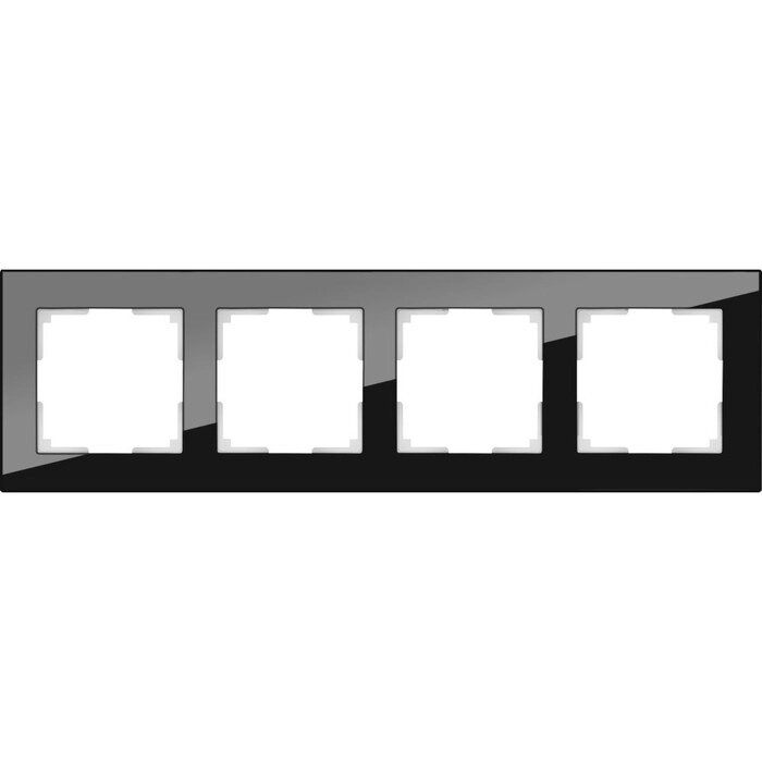 Рамка на 4 поста  WL01-Frame-04, цвет черный, материал стекло от компании Интернет-гипермаркет «MALL24» - фото 1