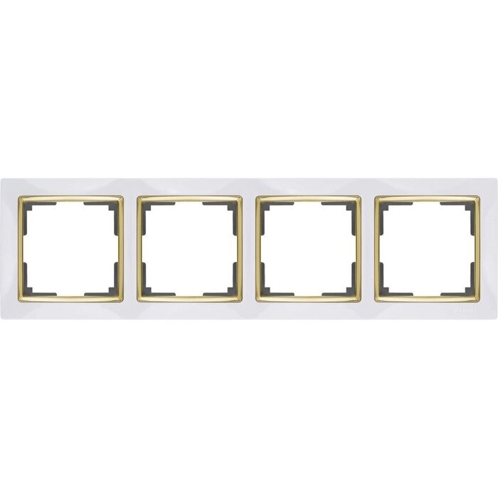 Рамка на 4 поста  WL03-Frame-04-white-GD, цвет золото, белый от компании Интернет-гипермаркет «MALL24» - фото 1