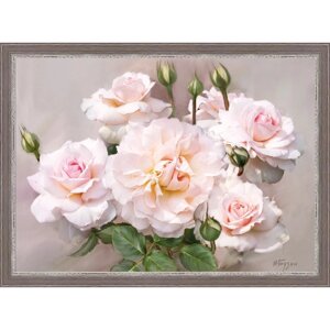 Репродукция картины "Розы флорибунда", 50х70, рама (56-230T)