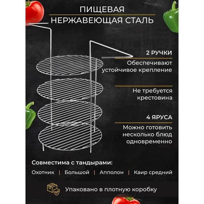 Решетка 4-х ярусная с ручками, диаметр 23 см от компании Интернет-гипермаркет «MALL24» - фото 1