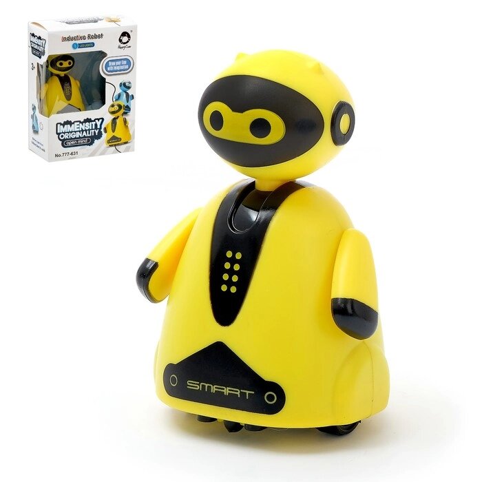 Робот "Умный бот", ездит по линии, световые эффекты, цвет жёлтый от компании Интернет-гипермаркет «MALL24» - фото 1