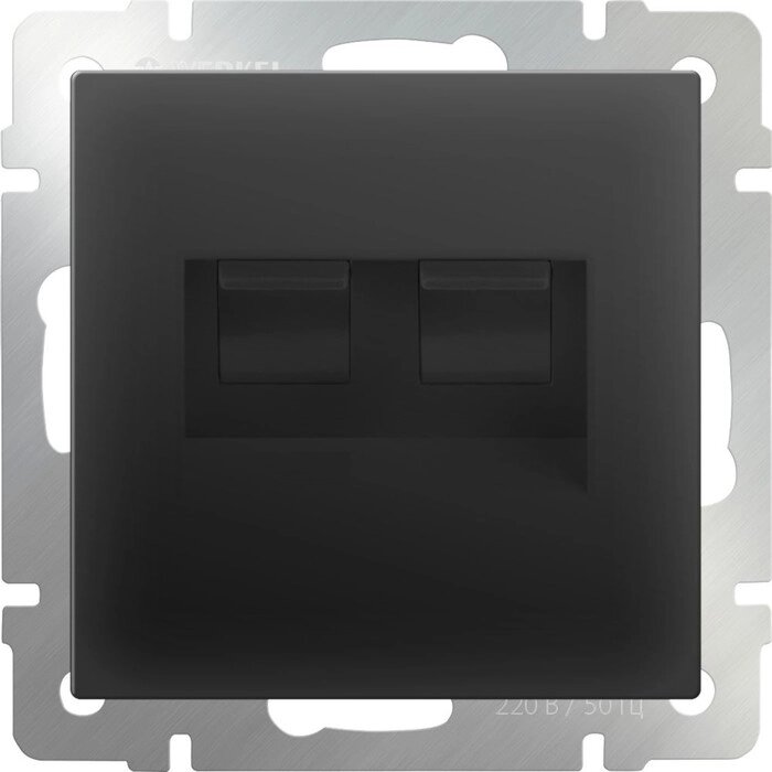 Розетка двойная Ethernet RJ-45  WL08-RJ45+RJ45, цвет черный от компании Интернет-гипермаркет «MALL24» - фото 1