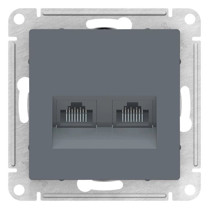 Розетка SE ATLASDESIGN, двойная, компьютерная, RJ45+RJ45, кат. 5E, механизм, цвет грифель от компании Интернет-гипермаркет «MALL24» - фото 1