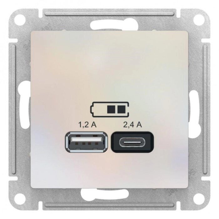 Розетка USB SchE ATN000439 AtlasDesign 5В/2 .4А 2х5В/1.2А механизм жемчуж. SchE ATN000439 от компании Интернет-гипермаркет «MALL24» - фото 1