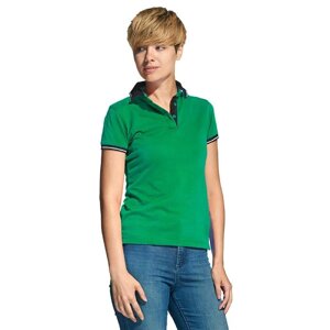 Рубашка поло женская, размер XS, цвет зелёный, чёрный