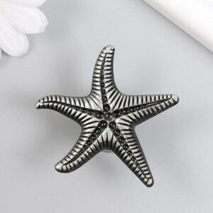 Ручка для шкатулки металл "Морская звезда" состаренное серебро 5,3х5,3х2,3 см