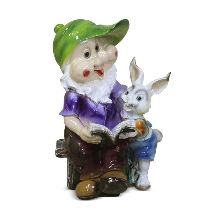 Садовая фигура "Гном с зайцем и книгой" 30х21х45см от компании Интернет-гипермаркет «MALL24» - фото 1