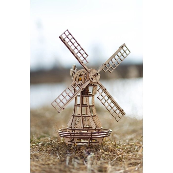 Сборная модель деревянная 3D, EWA, Ветряная мельница механическая от компании Интернет-гипермаркет «MALL24» - фото 1