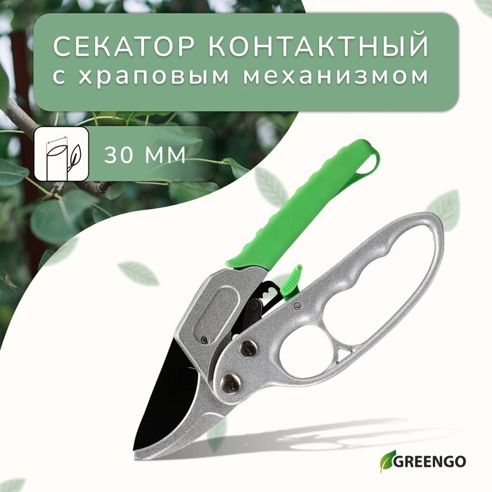 Секатор контактный, 8.6" (22 см), с храповым механизмом, пластиковые ручки от компании Интернет-гипермаркет «MALL24» - фото 1