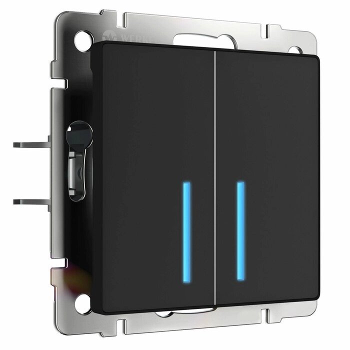 Сенсорный выключатель W4520008, двухклавишный, с подсветкой, 1000 Вт, чёрный от компании Интернет-гипермаркет «MALL24» - фото 1