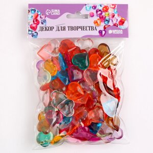 Сердечки пластиковые декоративные, набор 100 шт., размер 1 шт. 2 2 см, цвет МИКС