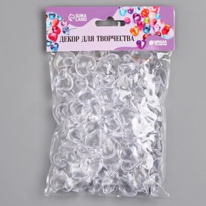 Сердечки пластиковые декоративные, набор 100 шт., размер 1 шт. 2 2 см, цвет прозрачный