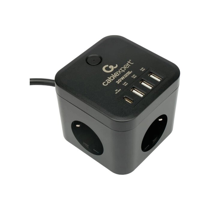 Сетевой фильтр Cablexpert Cube CUBE-3-CU3-B-1.5, 3р, 10А, 1xType-C PD, 3xUSB,1.5м, ур. защ. 4+ 1030904 от компании Интернет-гипермаркет «MALL24» - фото 1