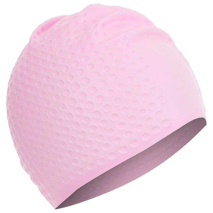 Шапочка для плавания взрослая, массажная, силиконовая, обхват 54-60 см, цвет розовый от компании Интернет-гипермаркет «MALL24» - фото 1