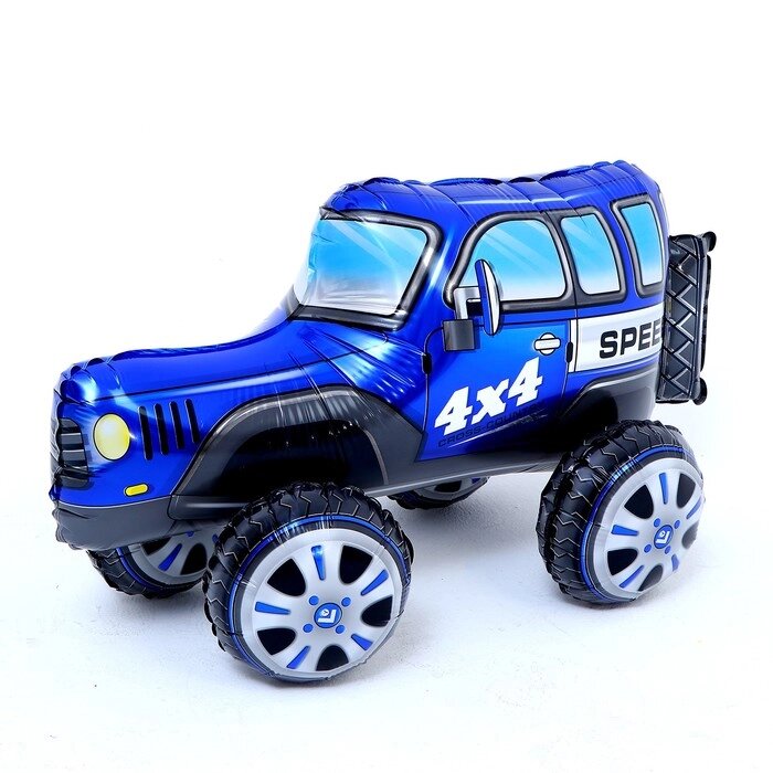 Шар фольгированный 26" "Джип с колесами" синий от компании Интернет-гипермаркет «MALL24» - фото 1