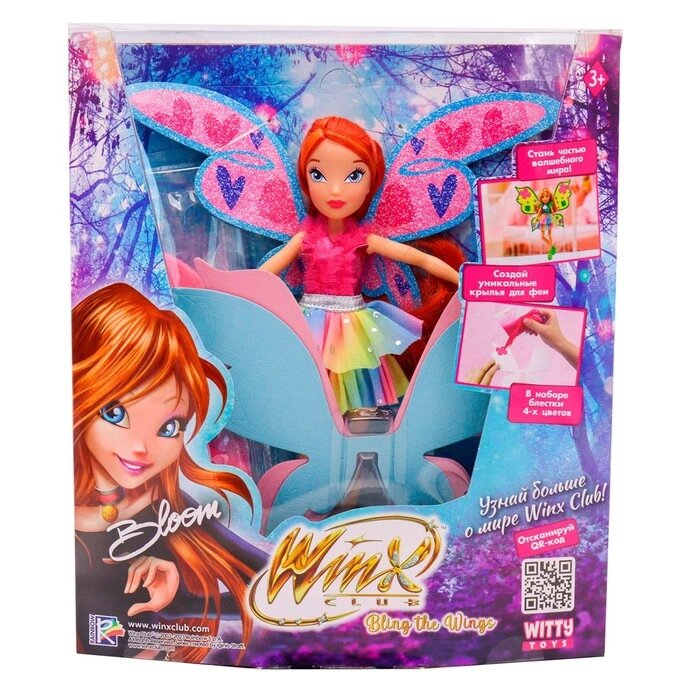 Шарнирная кукла Winx Club Bling the Wings "Блум", с крыльями и глиттером, 24 см от компании Интернет-гипермаркет «MALL24» - фото 1