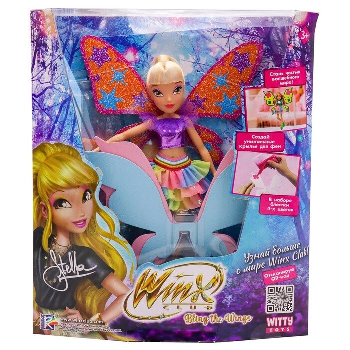 Шарнирная кукла Winx Club Bling the Wings "Стелла", с крыльями и глиттером, 24 см от компании Интернет-гипермаркет «MALL24» - фото 1