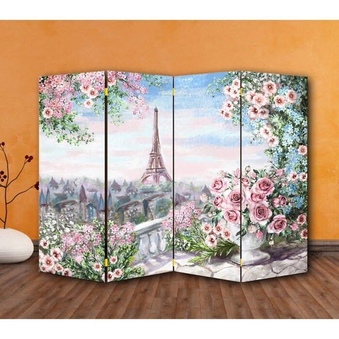 Ширма "Картина маслом. Розы и Париж", 200  160 см от компании Интернет-гипермаркет «MALL24» - фото 1