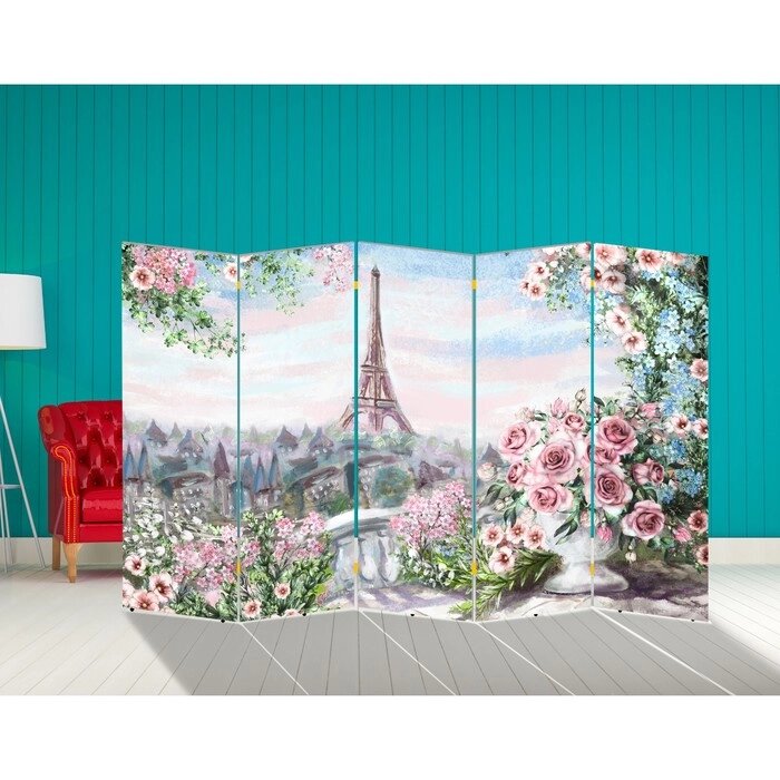 Ширма "Картина маслом. Розы и Париж" 250  160 см от компании Интернет-гипермаркет «MALL24» - фото 1