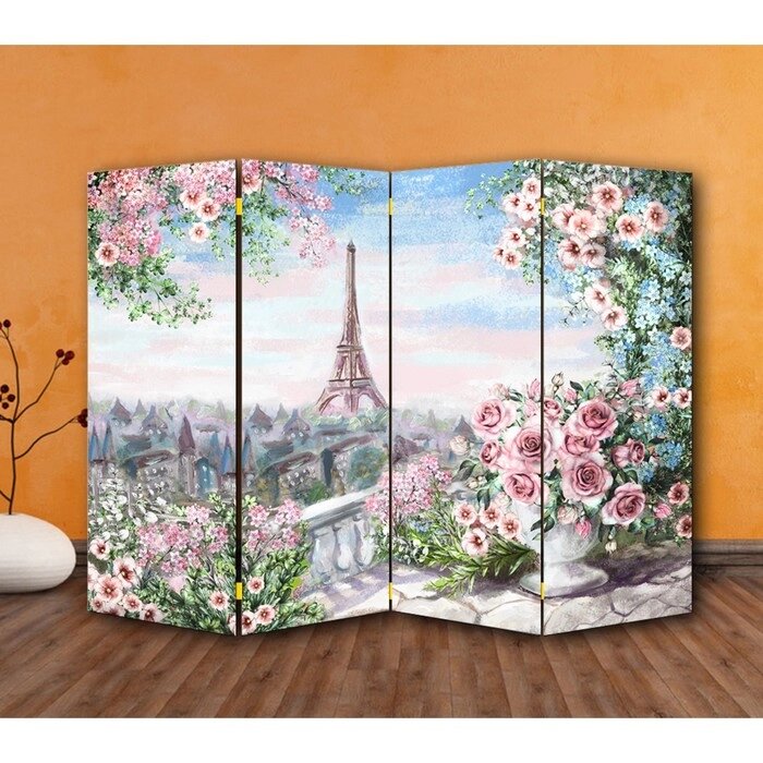Ширма "Картина маслом. Розы и Париж", двухсторонняя, 200  160 см от компании Интернет-гипермаркет «MALL24» - фото 1